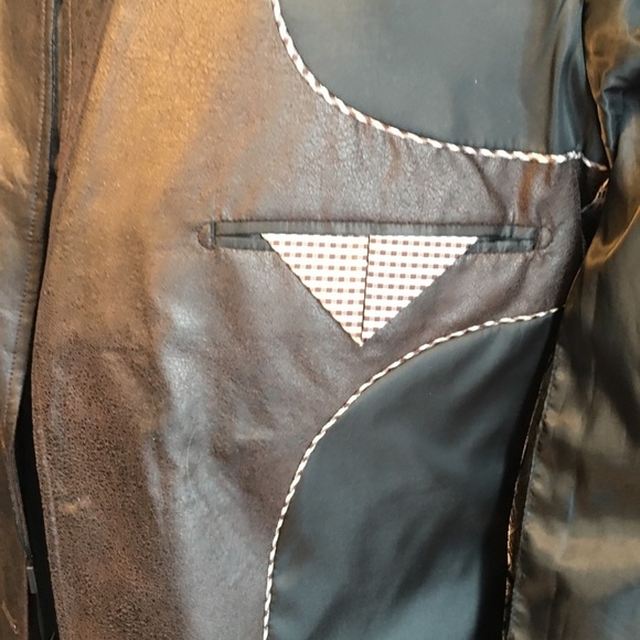 Mens 38R large black sports jacket blazer button unique brown Raffael Uomo - Picture 14 of 16